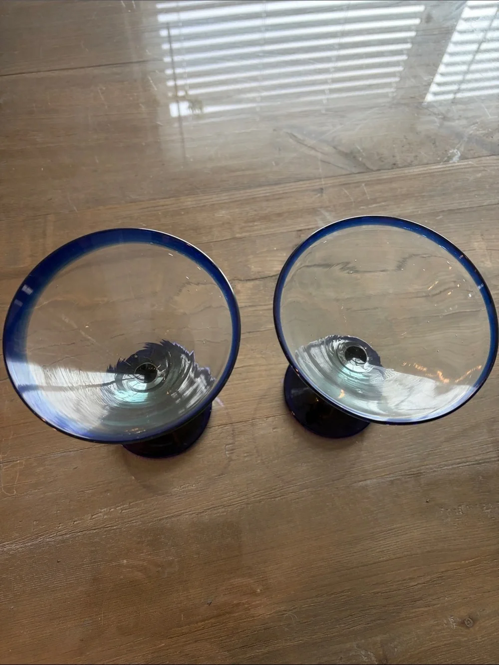 Pier 1 Blue-Rimmed Martini Glasses (Pair)
